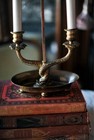 Rare    antique French Double Dolphin Brass Bouillotte Lamp