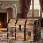 Wooden Treasure Chest Trunk Vintage-style Storage Box With Leather Straps Bra   