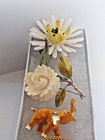 Lot Of 5 Vintage Floral   Collectible Fashion Brooches 1 Sterling Silver