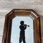 Vintage Octagon Hanging Photo Frame 3   x2 5   silhouette Dog House Trumpet Mcm