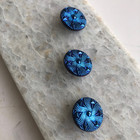 Vintage Czech Blue  Iridescent Glass Button - Lot Of 3  Shank Buttons