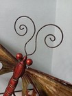 Metal Dragonfly Sculpture Pedestal Base Colorful Dramatic Art Home Decor 18 Inch