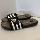 Adidas Slides Men 13 Black White Gel Cushion Massaging Sandal Soccer Beach Sport
