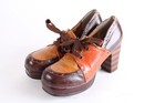 Vintage 1970s Leather Disco Platform Shoes Women s Size 7