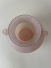 Vintage Pink Frosted Art Glass Vase Urn W  Snail Handles Murano Style 6 
