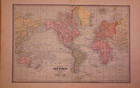 Antique 1888 Map Of The World Including Ocean Currents