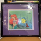 Original Disney Animation Cel Little Mermaid Ariel Flounder Sebastian Framed