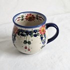 Boleslawiec Polish Pottery Barrel Mug Unikat Andy Ceramics Hand Painted Floral