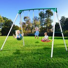 700lbs Metal Swing Set Heavy Duty A-frame Kids Adult Backyard Play With 3 Swings