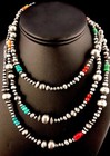 Native Turquoise   Coral Bead Navajo Pearls Sterling Silver 51  Necklace
