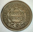 1853 United States Braided Hair Large Cent Copper Coin 1c Us Vg Very Good