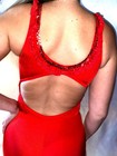 Vtg Satin Shiny Leotard Bathing Suit Either Glam Bombshell Avant Frill S 32 34