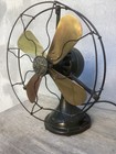 Pat   d 1906 Vintage Ge Table Fan 3 Speed  34017 Four Brass Blades Green Beauty 