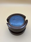 Vintage Agate Blue Acrylic Coasters Set Of 6 W  Wood Holder Retro Bar
