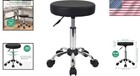 Compact Black Salon Stool With Wheels - Perfect For Spa And Massage Settings