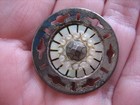 Vintage 1-1 16  Mop Mother Of Pearl Shell Button  Set In Metal  Openwork - S3