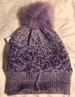 Girl s Winter Knit Hat Faux Fur Pom Pom Purple  Hat Teen Kids