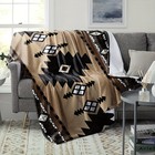Tan Black Southwest Navajo Diamond Arrow Geometric Tribal Fleece Throw Blanket