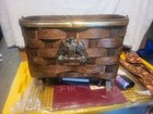 Vintage Woven Wood Basket With Antique-style Eagle Medallion