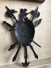 Vtg Wall Plaque Metal Warrior Coat Of Arms Shield Raised Relief   30    X 18   japan