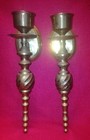 Vintage Pair Solid Brass Wall Candlestick Holders