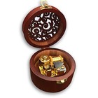 Binkegg Wooden Hollow Out Circular Wind Up Music Box With Sankyo Musical Mech   
