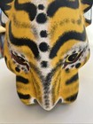 Vintage Cat Mexican Folk Art Carved Wood Leopard Painted Cultural Art Skull