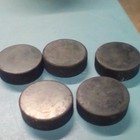 Lot Of 5  Black Rubber Ice Hockey Pucks - Standard Size