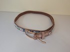 Vintage Beaded Cowhide Leather Belt Hand Beaded Native American Designed 42 