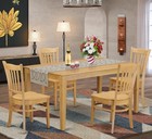 Light Oak 5 Pc Wood Dining Room Set Dining Table 4 Slat Back Chairs Kitchen New