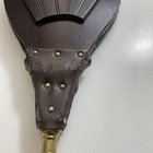 Vintage Wood Leather And Brass Fireplace Bellow - 19     Acceptable Cond Za7