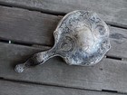 Antique Sterling Silver Hand Mirror Vanity Repousse Botanical Flower Art Nouveau