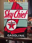 Large Texaco Sky Chief Gasoline Gas Pump Plate 18 x12  Porcelain Sign