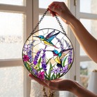 Hummingbird Stained Glass Suncatcher  Light-catching Window Hanging  Bird Glass