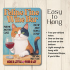 Calico Cat Wine Sign Feline Fine Funny Kitty Metal Tin Home Bar Wall Art Decor