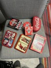 Vintage Coca-cola Collectibles Lot - 1994 Santa Playing Cards  Tins  Nascar Watc