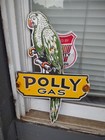 Vintage Polly Parrot Gasoline Porcelain Metal Sign Car Gas Oil Auto Motorcycle 