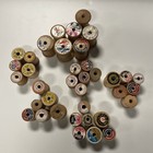 Lot Of 37 Vtg Wooden Sewing Thread Spools Various Sizes Brands And Colors Empty