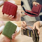 Womens Leather Zip-around Small Wallet Credit Card Holder Compact Bifold Purse