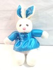 Vintage K   K Sales Co Bunny Rabbit  Blue  Dress Stuffed Animal Plush Toy