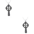 Us 2 Pack Mens Stainless Steel Irish Celtic Knot Cross Pendant Necklace Silver