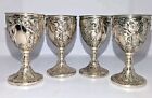 Vtg Corbell   Co Silver Plated Cherub Grapevine Cordial Mini Goblets X4 A  Cond 