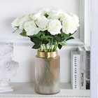 10 White Fake Roses Artificial Silk Flowers Home Wedding Decor