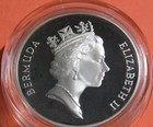 1992 Bermuda -   2 Dollars - Cedar Tree -  84 Oz Proof Silver Crown - Rare 