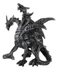 Gothic Silver Three Headed Dragon Hydra Roaring Statue 8  Tall Figurine Decor