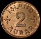 Iceland 2 Aurar 1942 Christian X Bronze Coin Wca 736
