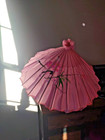 Chinese Bamboo Floral Umbrella  Wedding Dance Party Art Deco Painted -usa Seller
