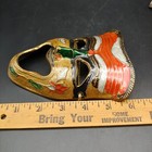 Comedy Tragedy Brass Enamel Mask Pair - 6  Vtg 1980s 1990s Gold Red Wall Hanging