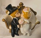 Vtg Wilton Wedding Bride   Groom Couple Couch Cake Topper 1970 Plastic Hong Kong