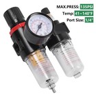 1 4  Air Compressor Filter Oil Water Separator Trap Tools W  Regulator Gauge